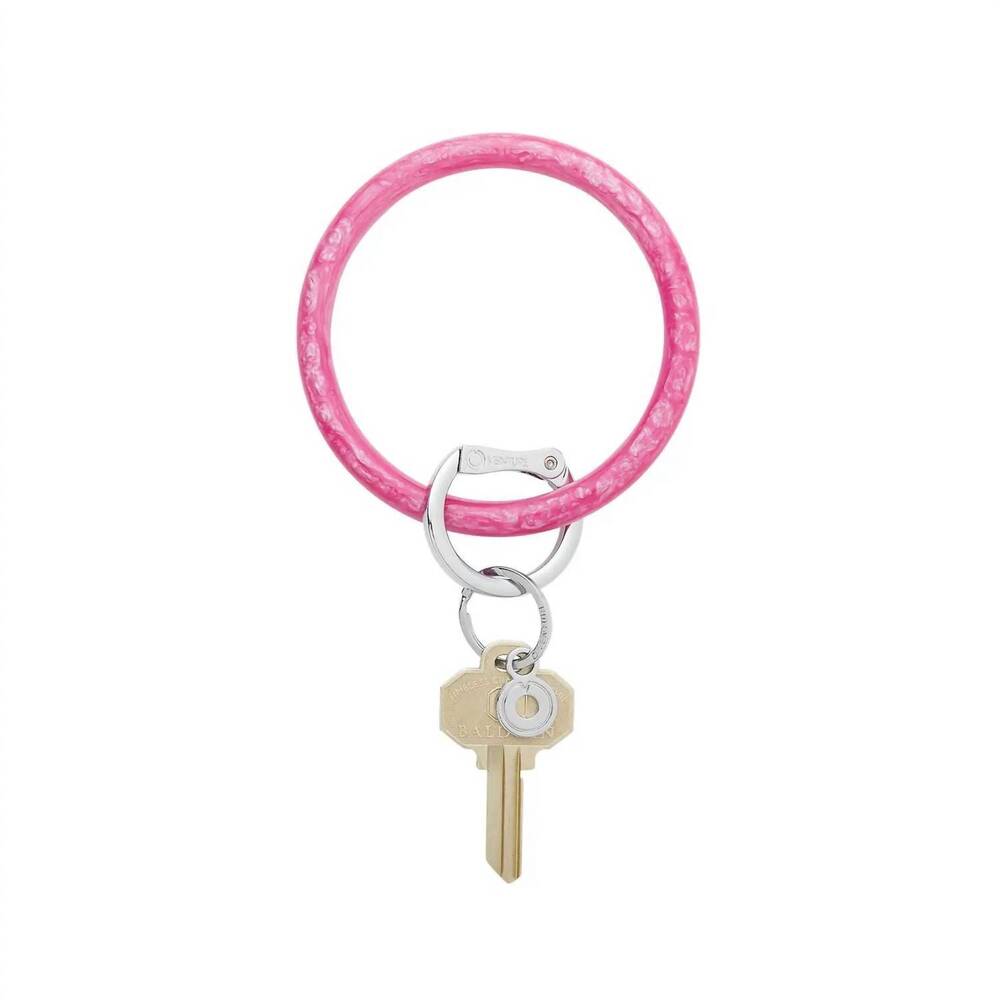 NEW OVENTURE resin big o key ring in pink topaz